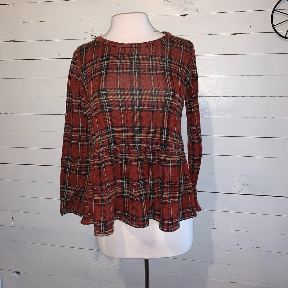 Plaid Sweater with Leather Elbow Patches